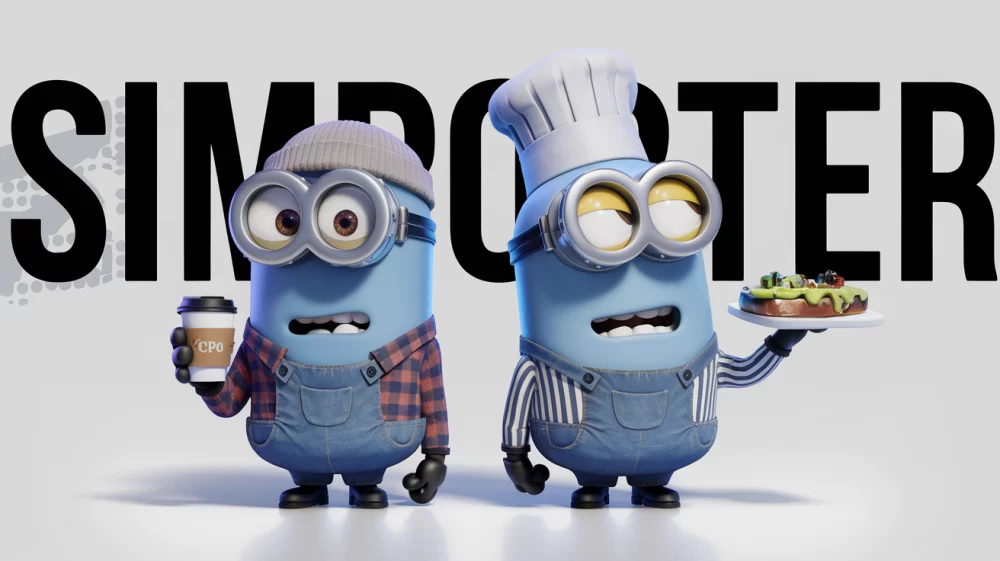 Minions shown in trendy outfits, dressed as hipster consumers predicting the latest CPG trends—like one Minion with a pair of VR goggles, another in a chef’s hat holding a fancy product (like a trendy avocado toast). This could be a humorous nod to AI-driven trend forecasting.