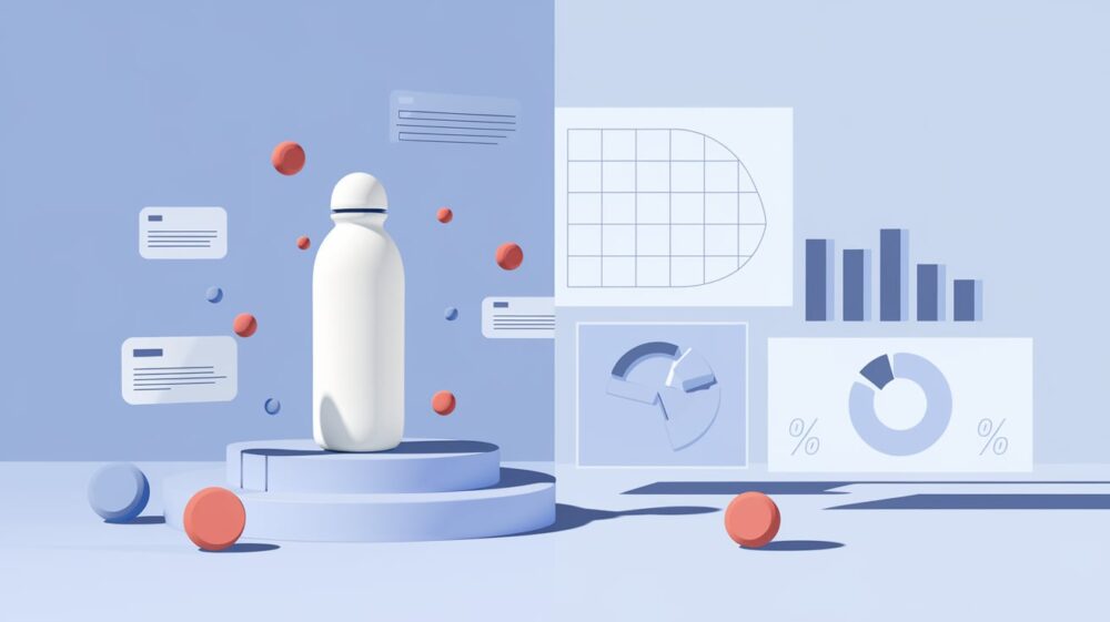 Product testing visualization showing market research transformation from concept to insights.