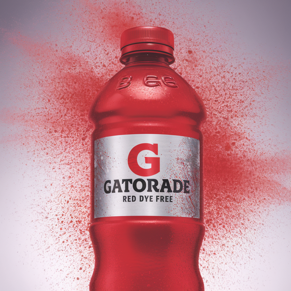 A rebranded red gatorade bottle that features no red dye.